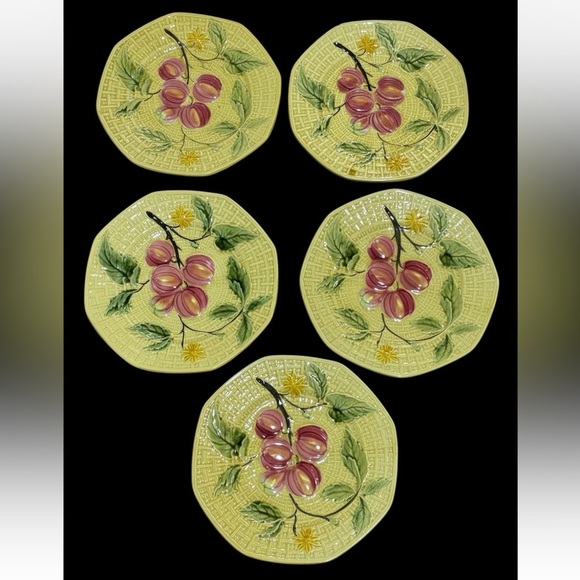 Zell Plates 8 1/2 Inch Salad Majolica Germany G S Georg Schminder Antique Qty 5 - Picture 4 of 8